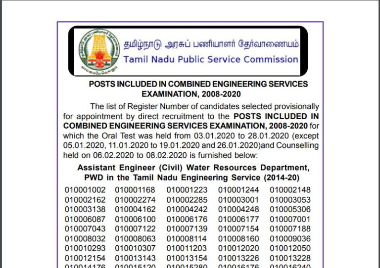 TNPSC CESE AE Final Result 2020