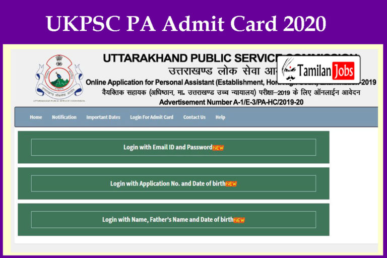 UKPSC PA Admit Card 2020