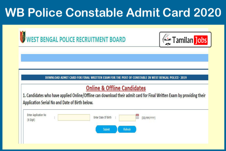 WB Police Constable Admit Card 2020