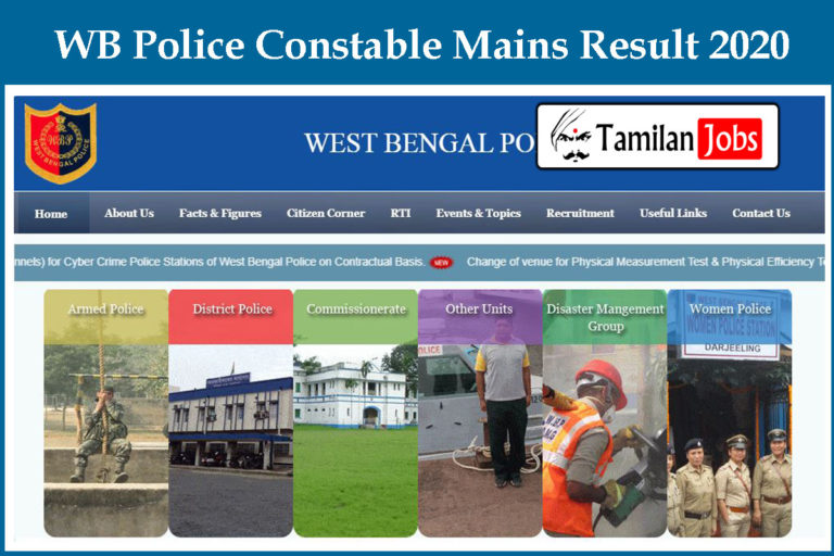 WB Police Constable Mains Result 2020