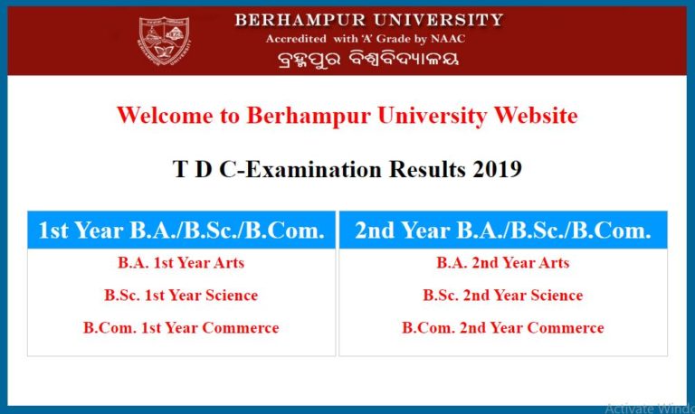 Berhampur University Result 2020