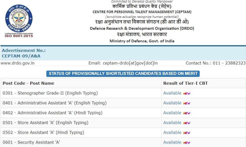 Drdo Ceptam 9 A&Amp;A Result 2020