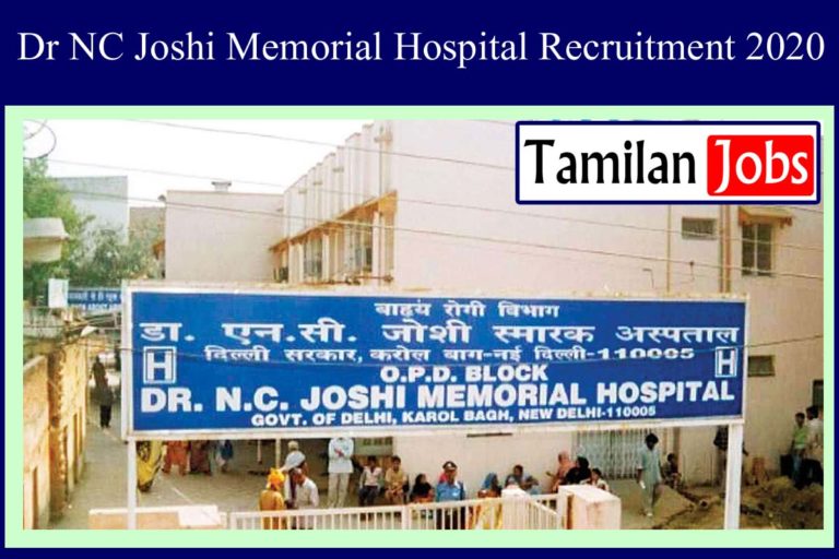 Dr NC Joshi Memorial Hospital Recruitment 2020