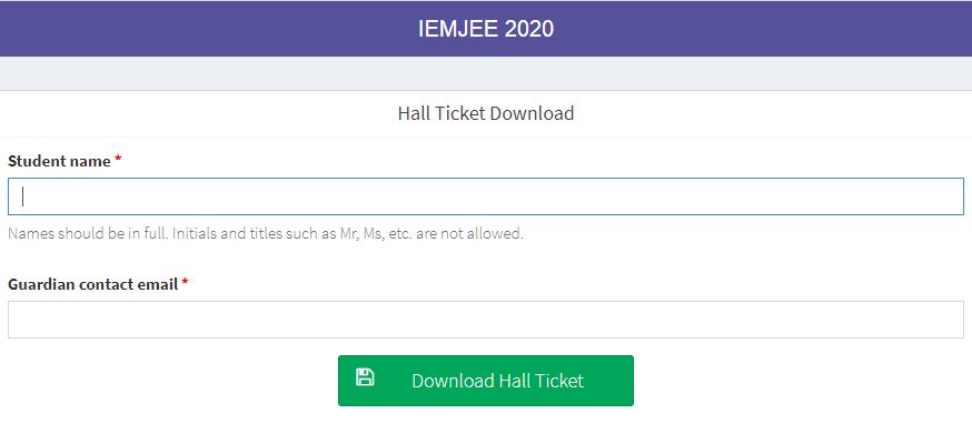 IEMJEE Admit Card 2020