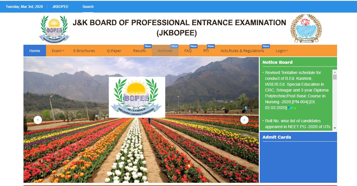 JKPET Admit Card 2020