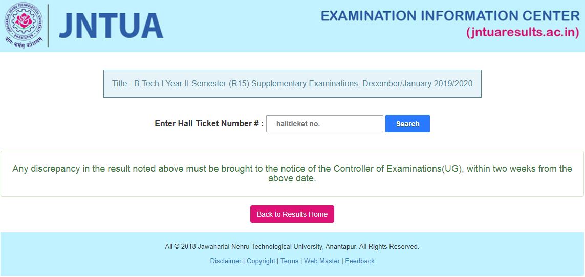 JNTUA B.Tech 1-2 Results 2020