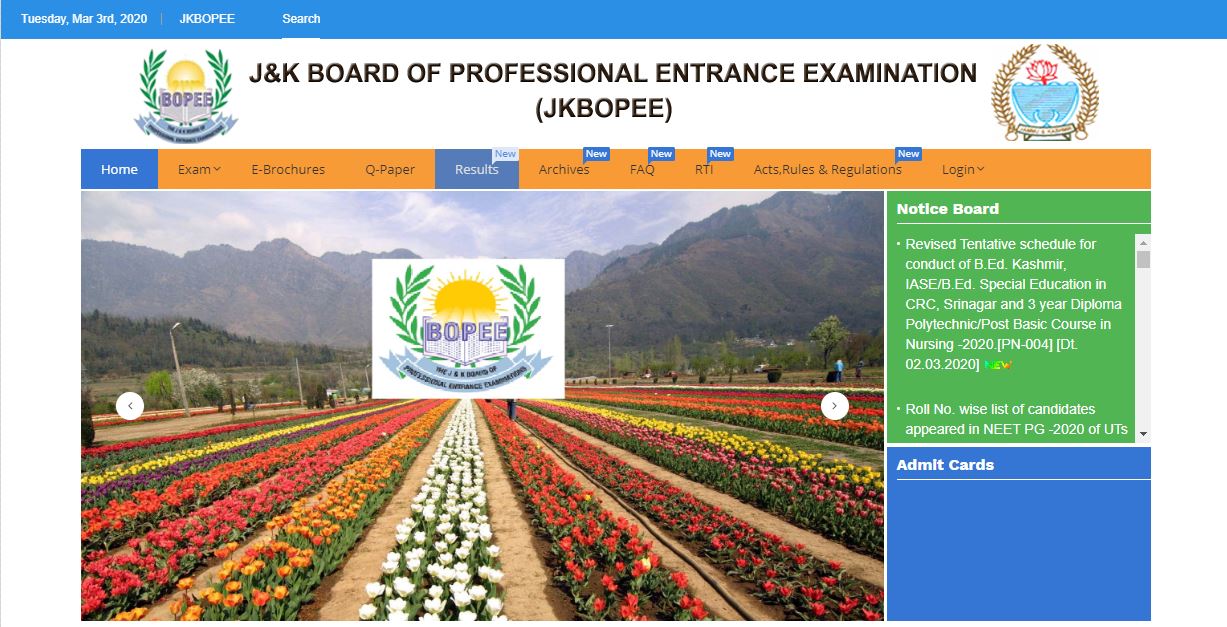 Jammu & Kashmir B.Ed Admit Card 2020