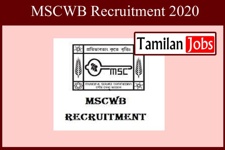 MSCWB Recruitment 2020