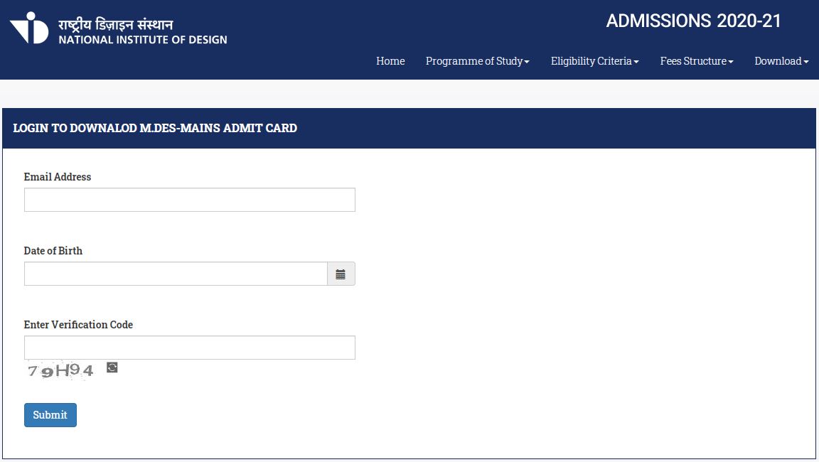 Nid Admit Card 2020