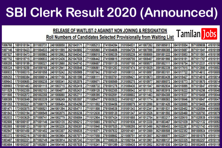 SBI Clerk Result 2020