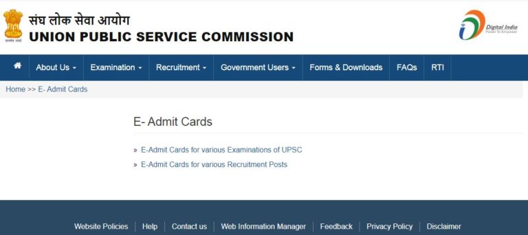 UPSC Civil Services Admit Card 2020