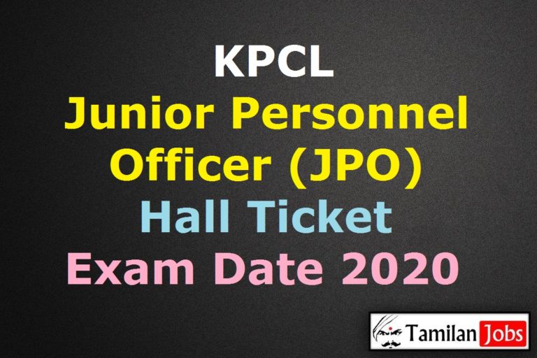 KPCL Junior Personnel Officer Hall Ticket 2020