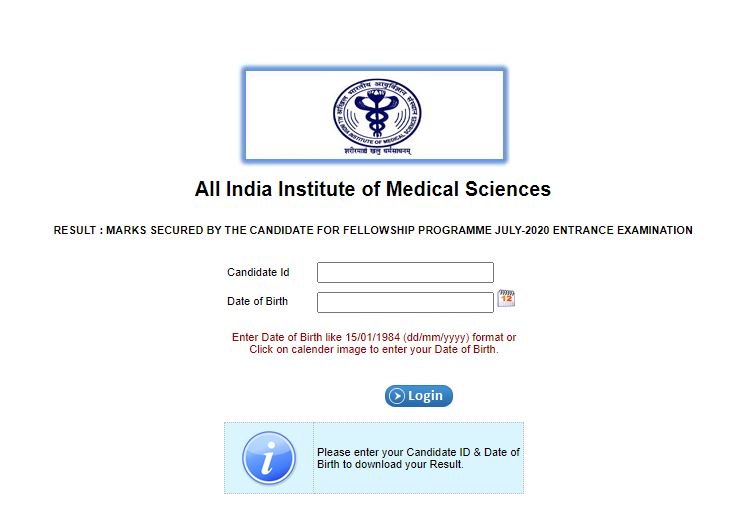 AIIMS Fellowship July 2020 Result