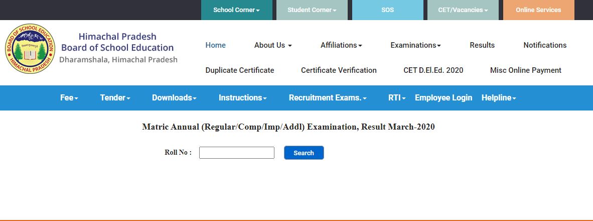 HPBOSE 10th Result 2020