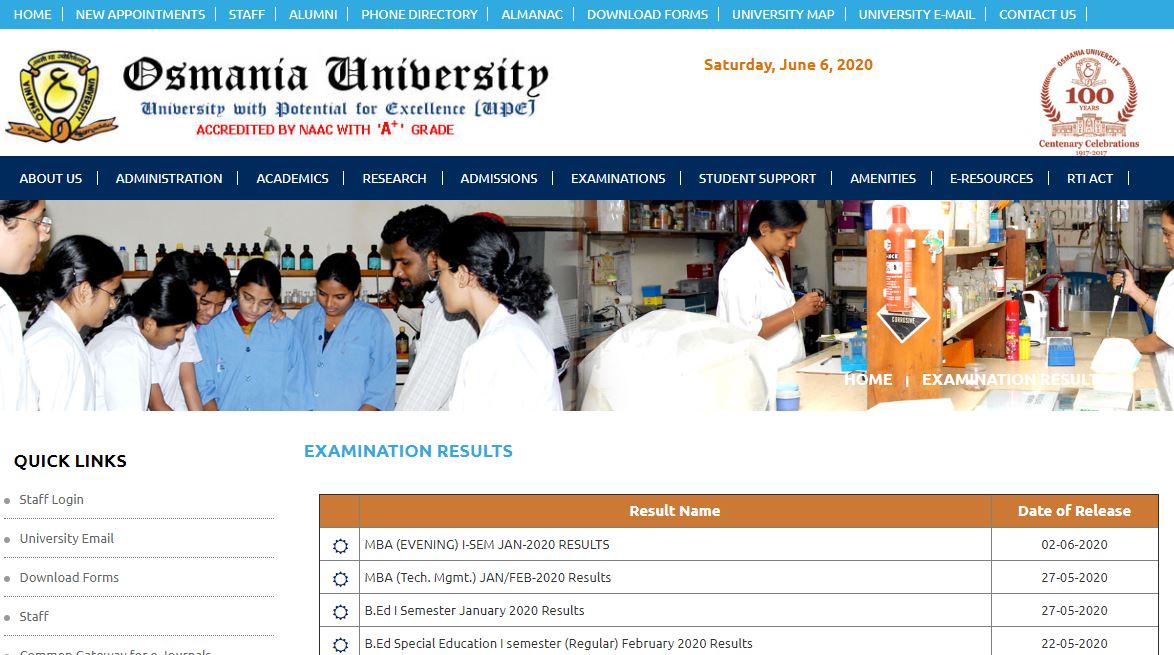 OU Degree Revaluation Results 2020 Manabadi