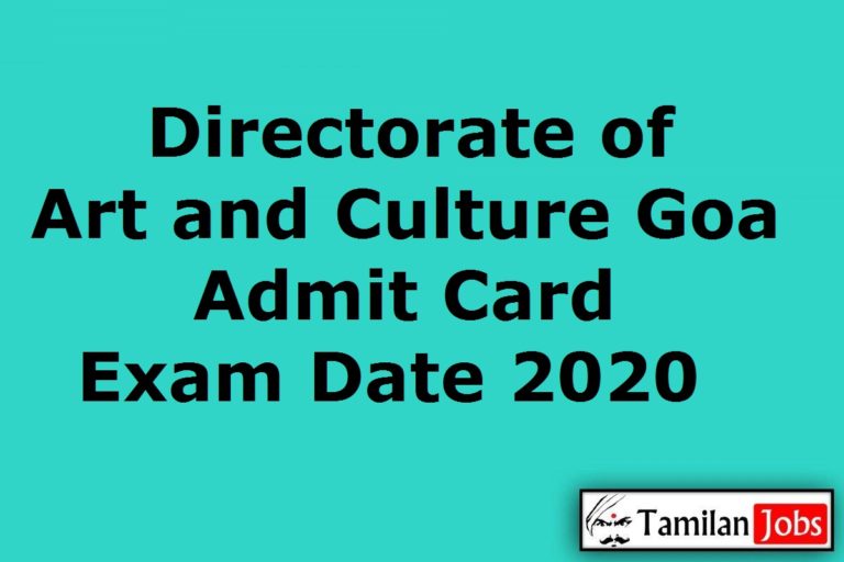 Directorate of Art and Culture Goa Admit Card 2020