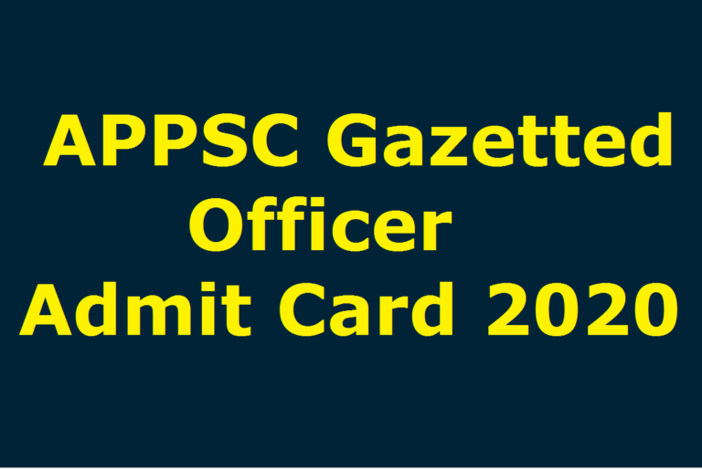 APPSC Gazetted Officer Admit Card 2020