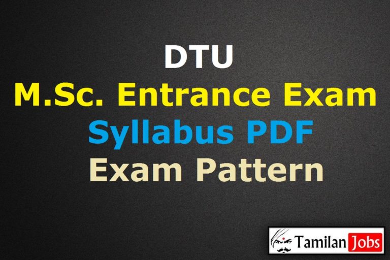 DTU M.Sc. Entrance Exam Syllabus 2020