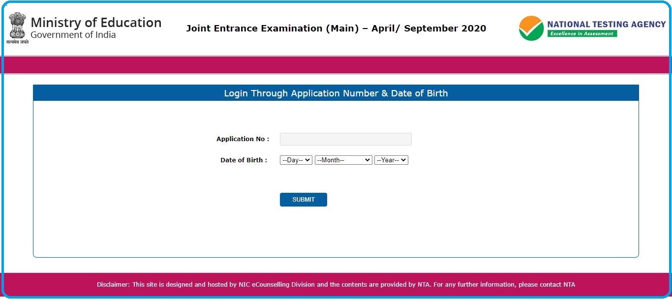 JEE Mains Admit Card 2020