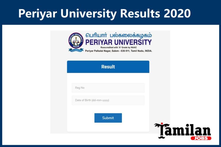 Periyar University Results 2020 UG PG 2nd, 4th, 6th Sem students