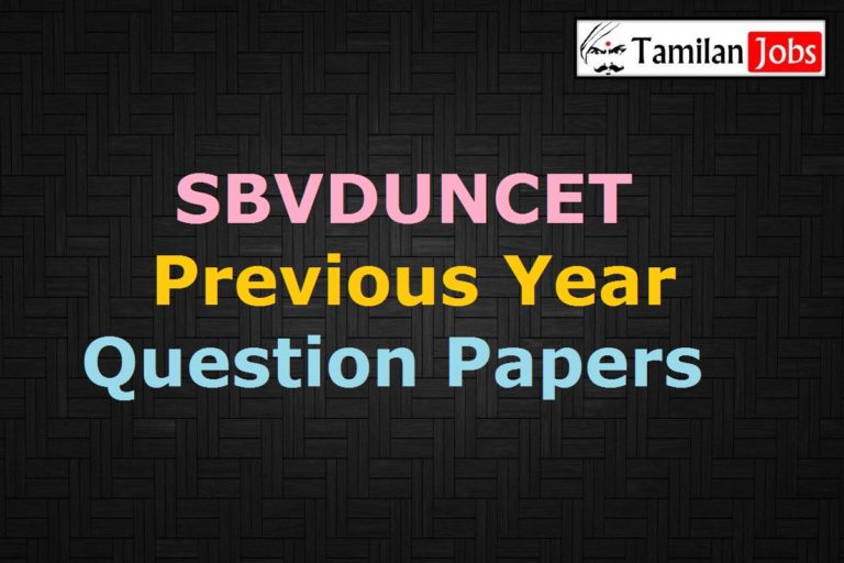 SBVDUNCET Previous Year Question Papers