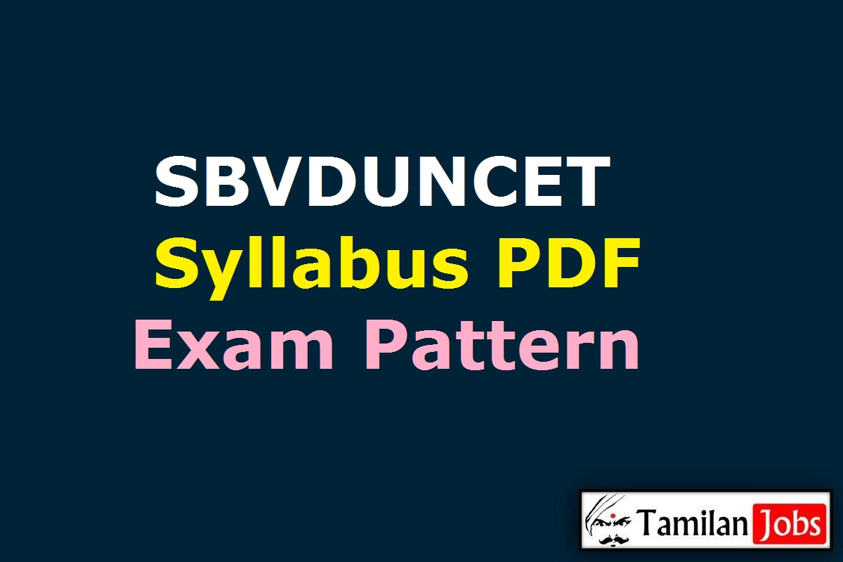 SBVDUNCET Syllabus 2020