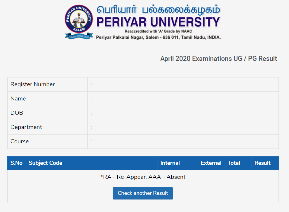 details availalbe on periyar university result 2020