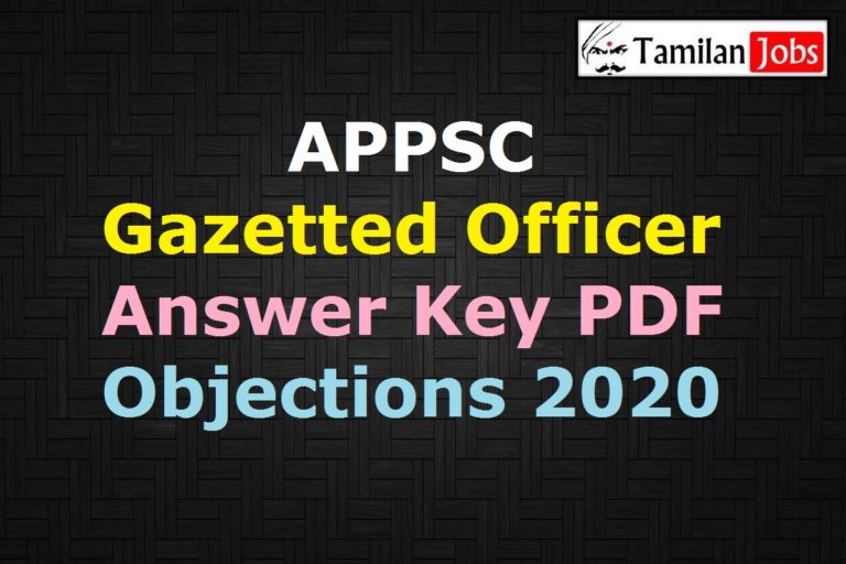 APPSC Gazetted Officer Answer Key 2020 PDF