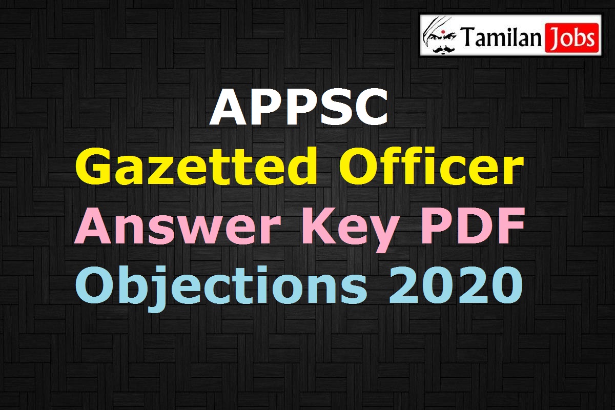 Appsc Gazetted Officer Answer Key 2020 Pdf