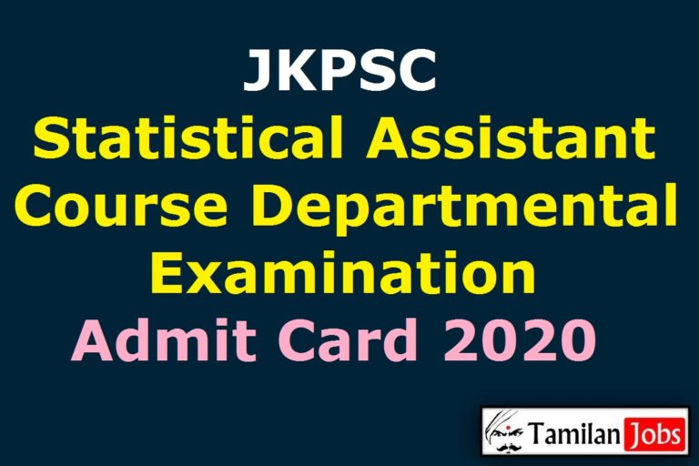 JKPSC Statistical Assistant Course Departmental Examination Admit Card 2020