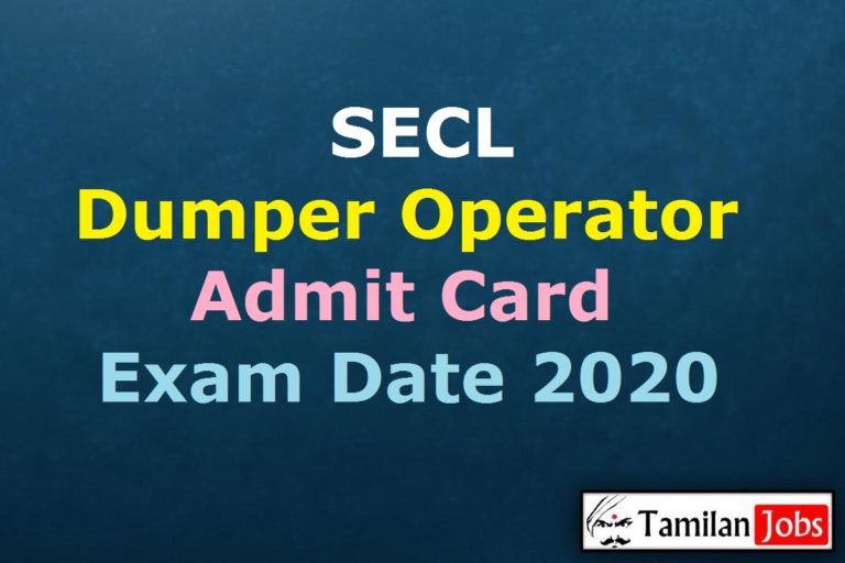 SECL Dumper Operator Admit Card 2020