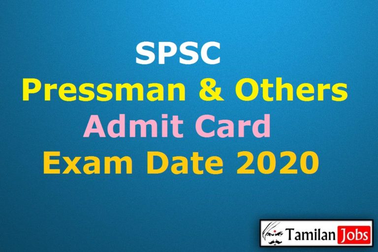 SPSC Pressman Admit Card 2020