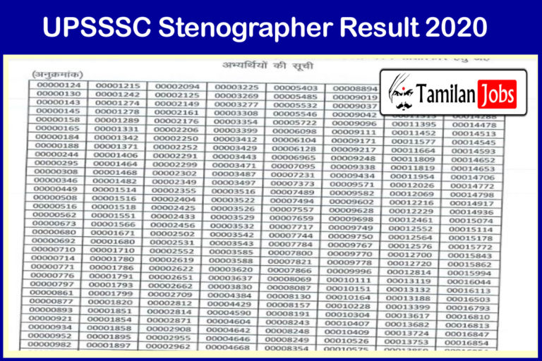 UPSSSC Stenographer Result 2020