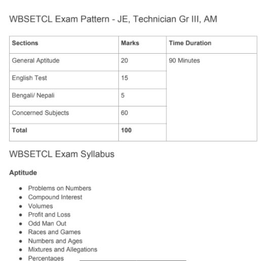 WBSETCL Syllabus 2020