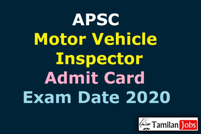 APSC Motor Vehicle Inspector Admit Card 2020