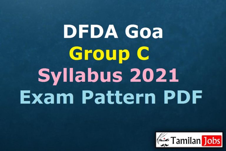 DFDA Goa Group C Syllabus 2021 PDF