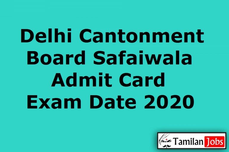 Delhi Cantonment Board Safaiwala Admit Card 2020