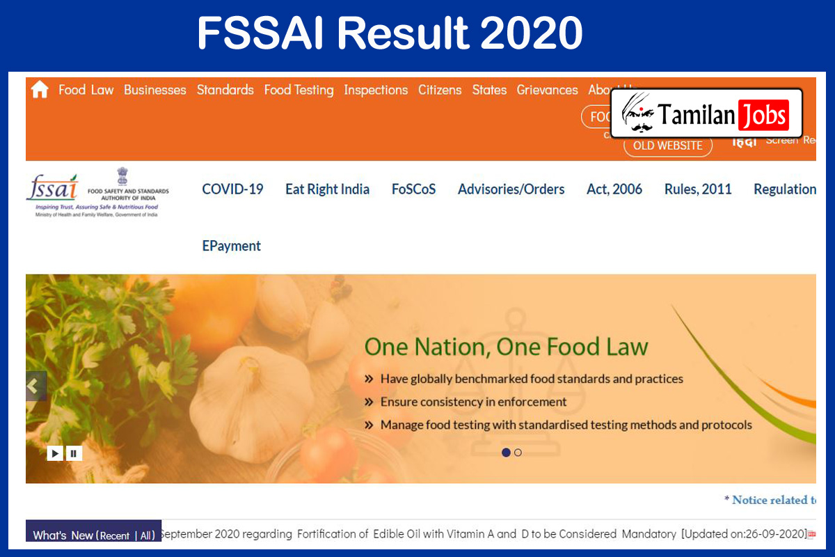 FSSAI Result 2020