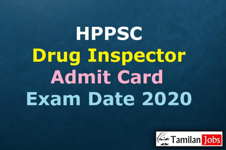 HPPSC Drug Inspector Admit Card 2020