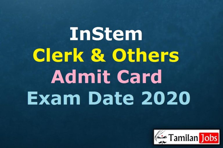InStem Clerk Admit Card 2020