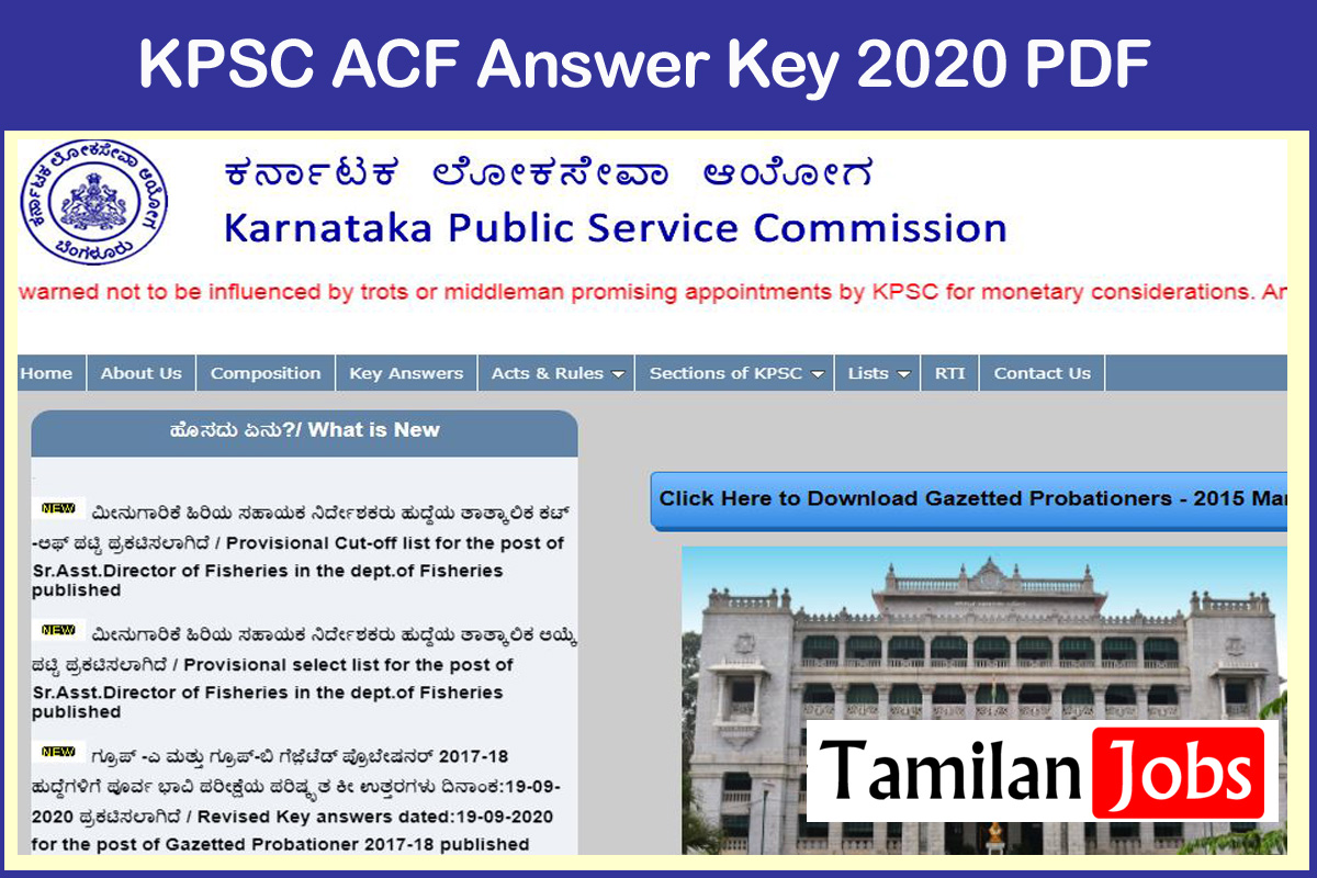 Kpsc Acf Answer Key 2020 Pdf