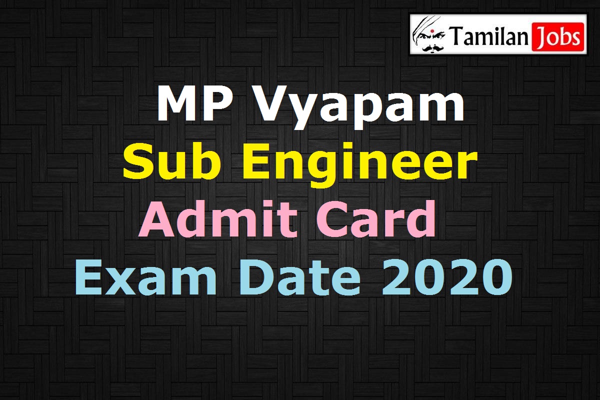 MP Vyapam Sub Engineer Admit Card 2020