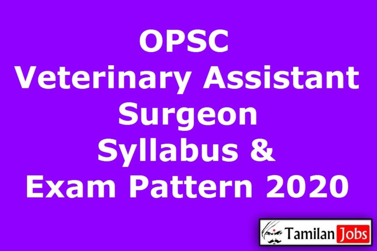 OPSC Veterinary Assistant Surgeon Syllabus 2020