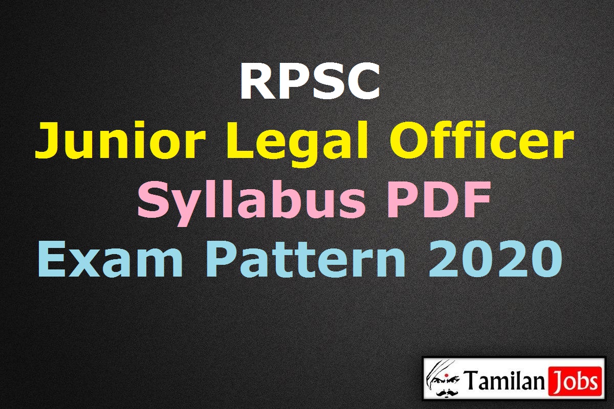 RPSC Junior Legal Officer Syllabus 2020