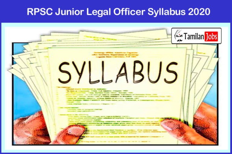 RPSC Junior Legal Officer Syllabus 2020 Download @ rpsc.rajasthan.gov.in