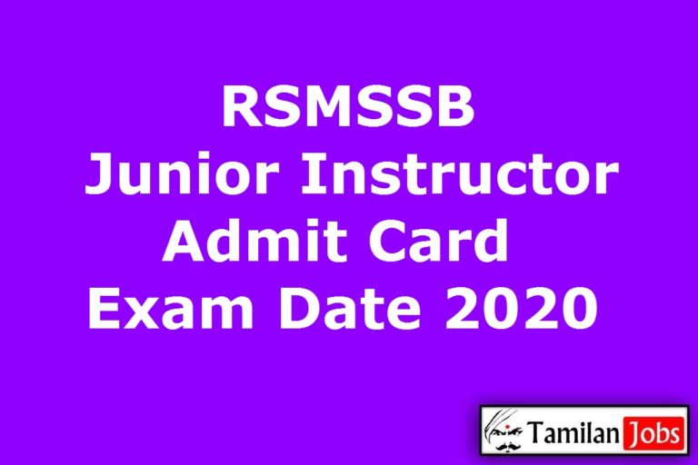 RSMSSB Junior Instructor Admit Card 2020