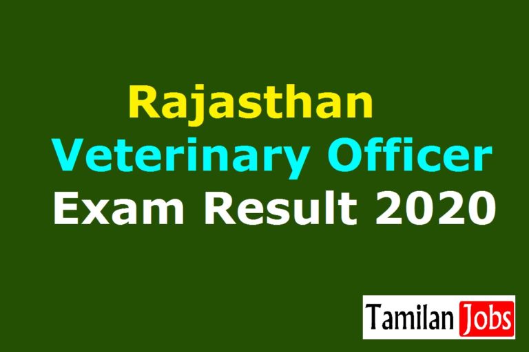 Rajasthan Veterinary Officer Exam Result 2020