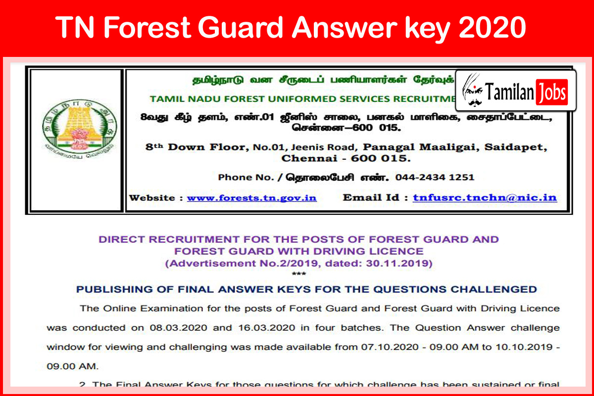 Tn Forest Guard Answer Key 2020