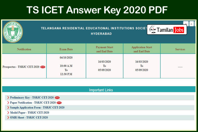 TS ICET Answer Key 2020 PDF