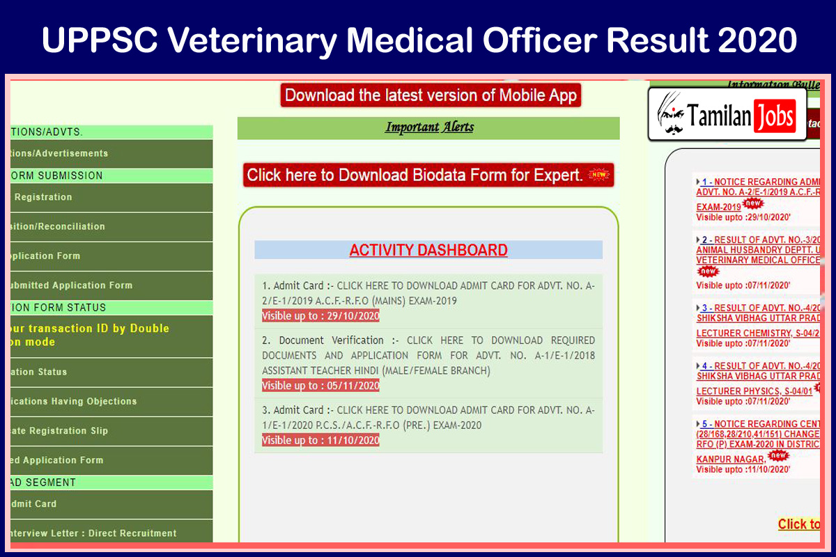 UPPSC Veterinary Medical Officer Result 2020